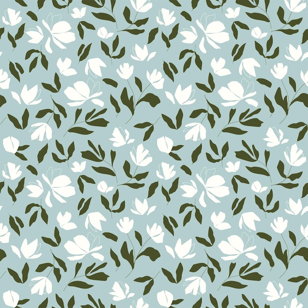 Patrón de vector transparente botánico de moda ilustración floral dibujada a mano fondo de pantalla vintage