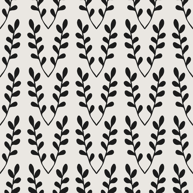 Patrón de vector transparente botánico monocromo esencial