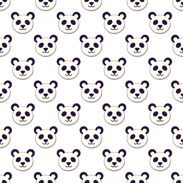 Patrón de vector transparente de cabeza de panda de dibujos animados para imprimir y envolver