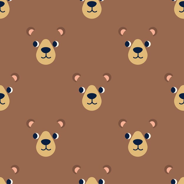 Patrón de vector transparente con carácter de oso lindo