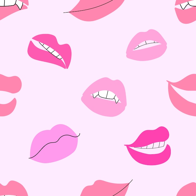 Patrón de vector transparente con concepto de diversidad de labios