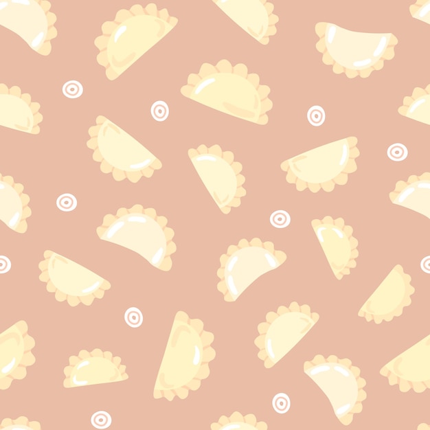 Patrón de vector transparente decorativo con lindos dumplingsx9