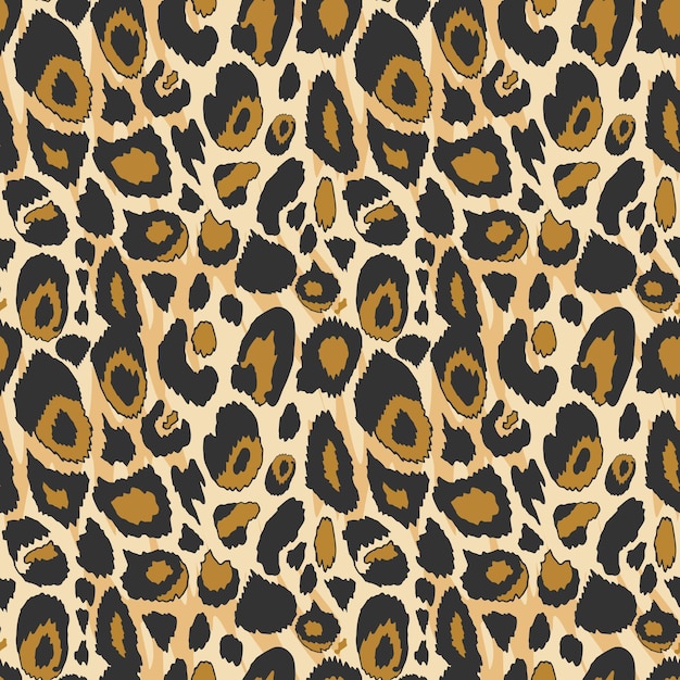 Patrón de vector transparente dibujado con manchas de leopardo simples
