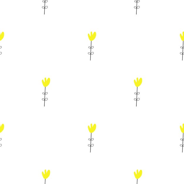 Patrón de vector transparente floral con flores Flora de primavera Estilo de niños dibujado a mano simple
