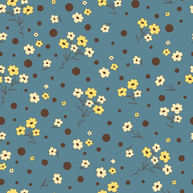 Patrón de vector transparente de flores amarillas