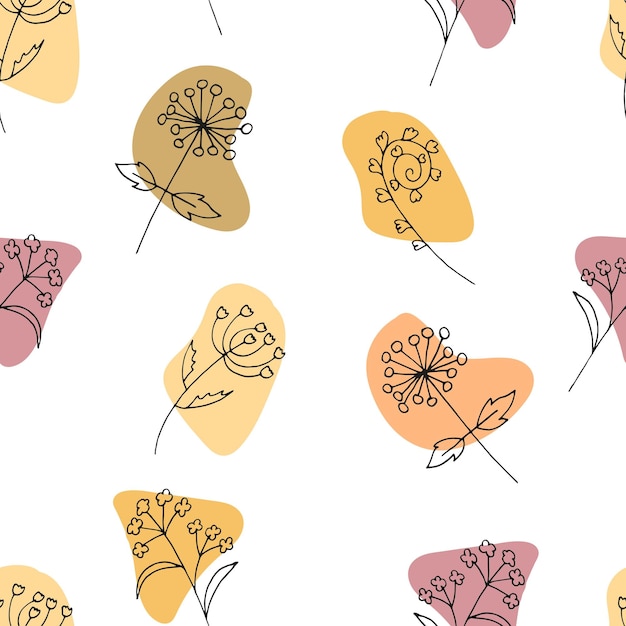 patrón de vector transparente con flores boho