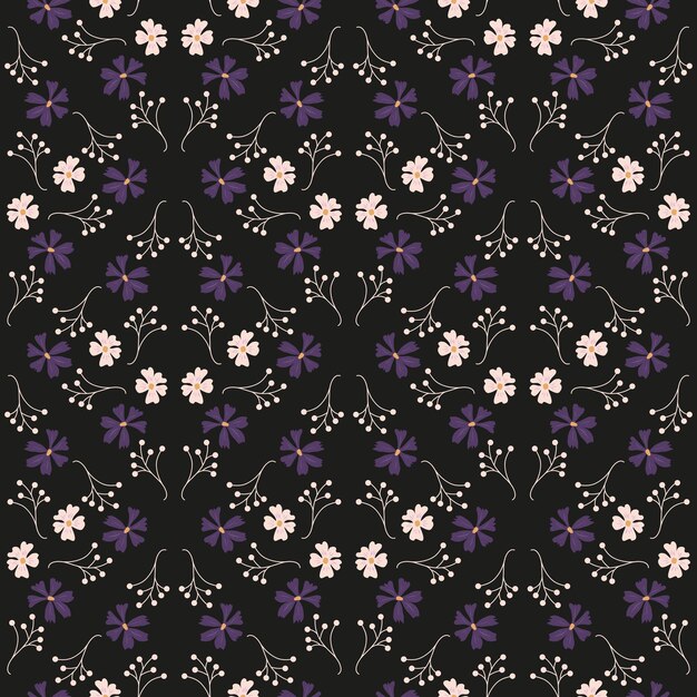 Patrón de vector transparente de flores silvestres
