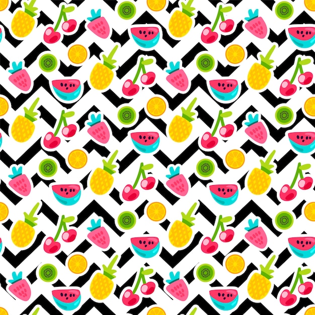 Patrón de vector transparente de frutas de color