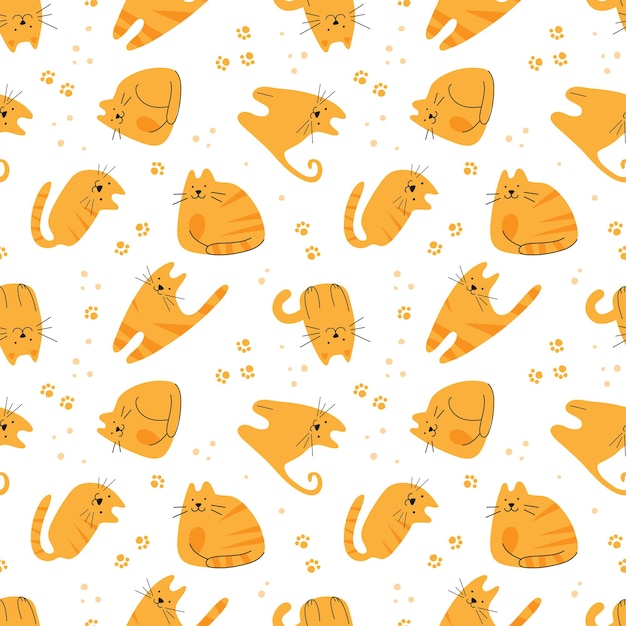 Patrón de vector transparente con gatos