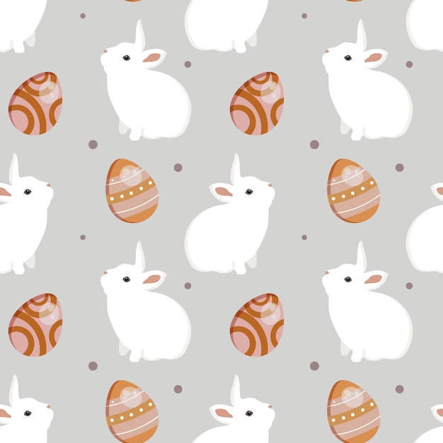Patrón de vector transparente con huevos de conejo de Pascua Ilustración colorida aislado sobre fondo azul