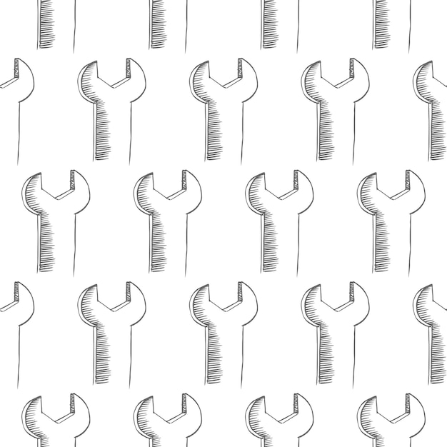 patrón de vector transparente de llave inglesa