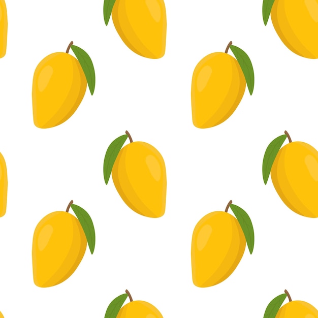 Patrón de vector transparente con mango sobre un fondo blanco. adecuado para el diseño de telas textiles, papel de envolver y papel tapiz para sitios web. ilustración vectorial