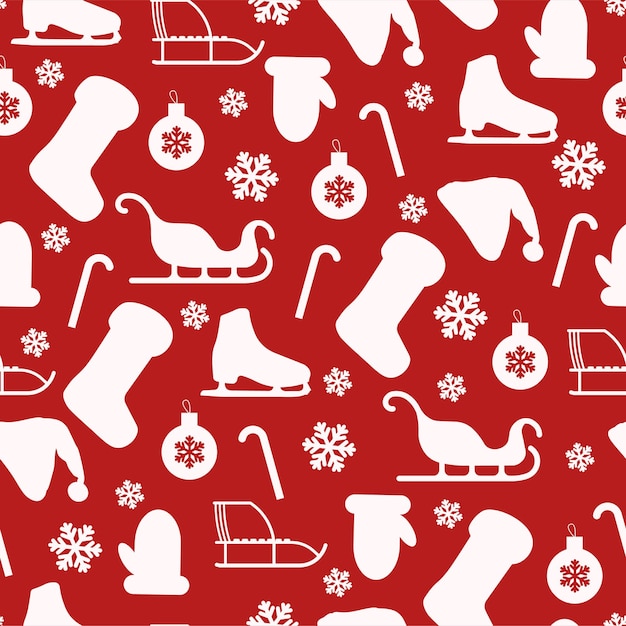 Patrón de vector transparente de Navidad y año nuevo. Navidad envolviendo papel rojo. Elemento decorativo de invierno.