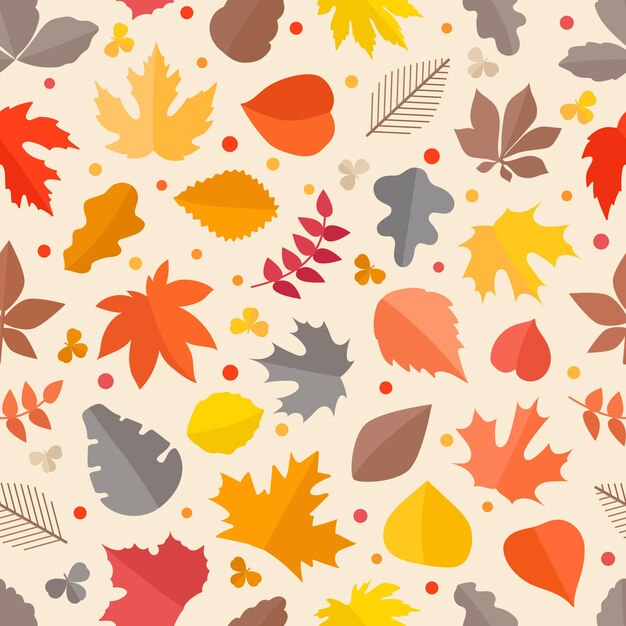 Patrón de vector transparente de otoño. Colección de hojas de otoño