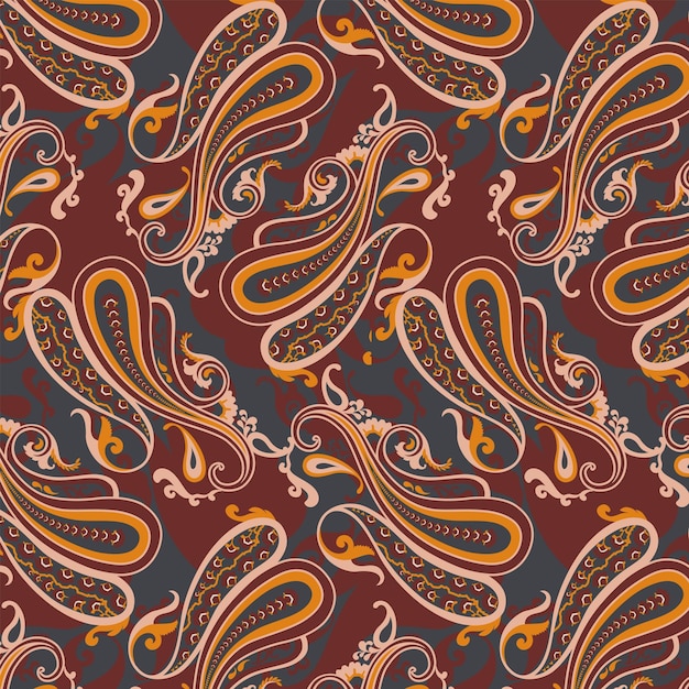 Patrón de vector transparente Paisley Fondo vintage en estilo batik