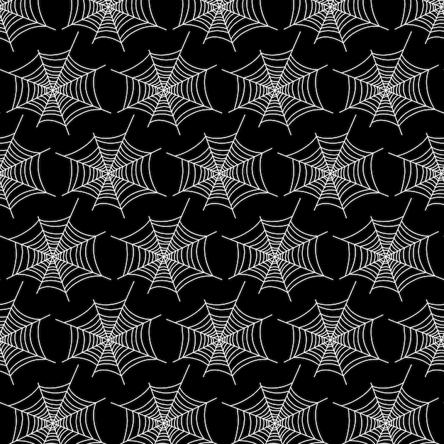 Patrón de vector transparente de tela de araña sobre fondo negro textura de halloween