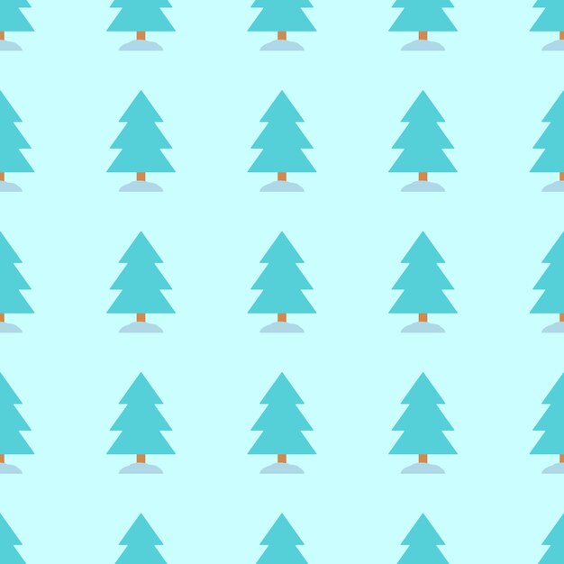 Patrón de vector transparente vibrante de árbol de hoja perenne turquesa para imprimir fondos de envoltura Concepto de naturaleza de invierno de Navidad