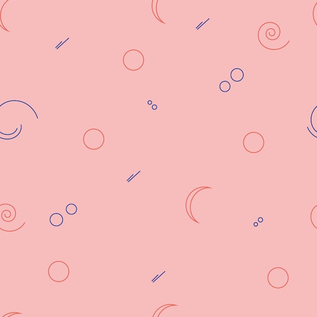Patrón de vectores geométricos sobre fondo rosa Forma una línea un círculo una estrella ect
