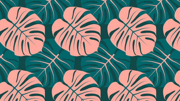 Patrón vectorial bicolor con hojas de monstera