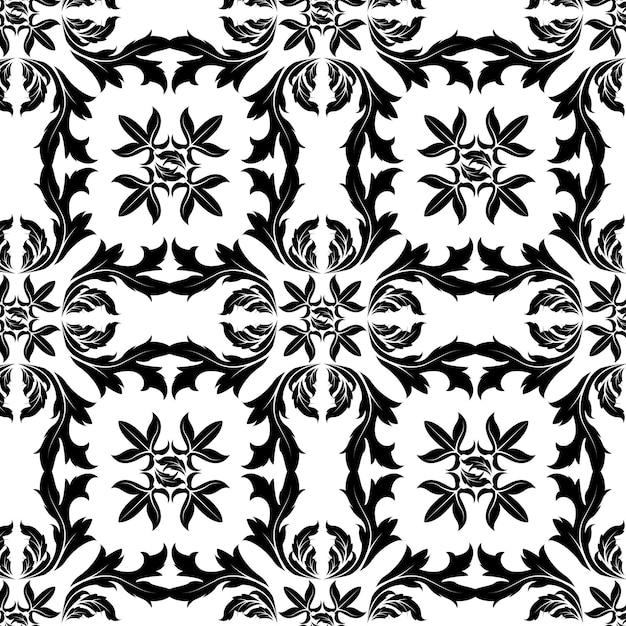 Patrón vectorial clásico sin costuras Ornamento orientado de Damasco Patrón de hojas y flores