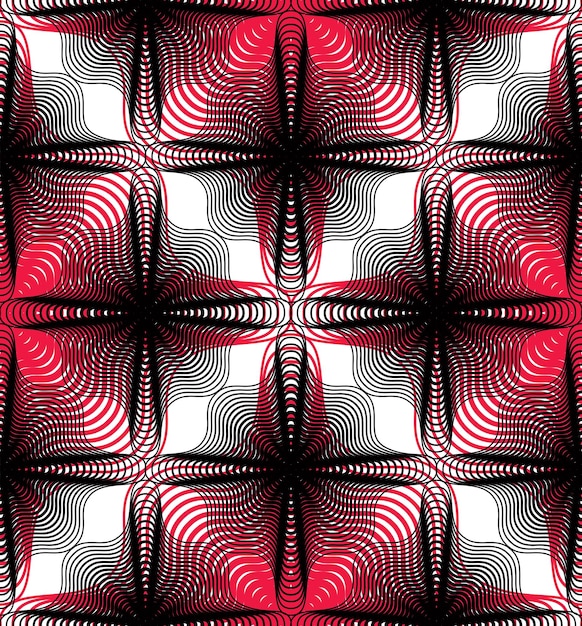 Patrón vectorial continuo con líneas gráficas, fondo abstracto decorativo con formas superpuestas. Fondo transparente transparente ornamental colorido, se puede utilizar para el diseño.