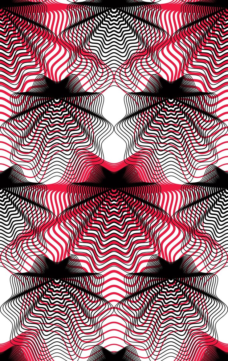 Vector patrón vectorial continuo con líneas gráficas, fondo abstracto decorativo con formas superpuestas. telón de fondo de caleidoscopio sin costura ornamental colorido, se puede utilizar para el diseño.