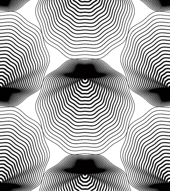 Patrón vectorial continuo con líneas gráficas negras, fondo abstracto decorativo con figuras geométricas. Fondo transparente ornamental monocromático, se puede utilizar para diseño y textil.