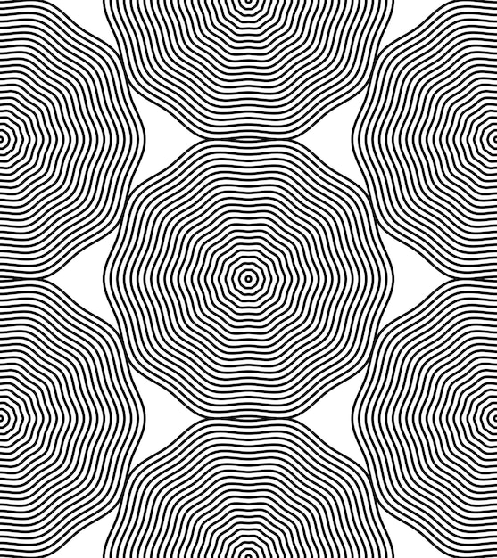 Patrón vectorial continuo con líneas gráficas negras, fondo abstracto decorativo con figuras geométricas. Fondo transparente ornamental monocromático, se puede utilizar para diseño y textil.