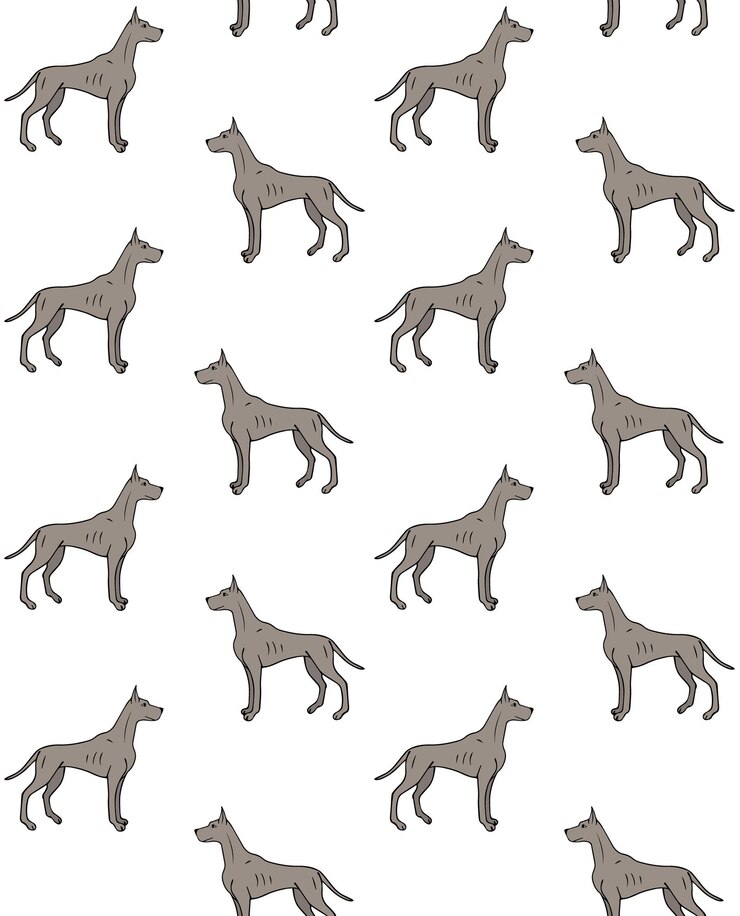 Vector patrón vectorial sin costura de gran perro danés