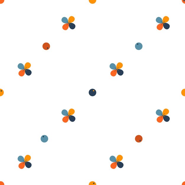 Patrón vectorial sin costura puntos multicolores y trébol