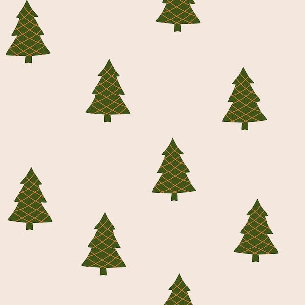 Patrón vectorial sin costuras de árboles de Navidad La paleta limitada es ideal para imprimir papel de envoltura de tela textil Ilustración vectorial dibujada a mano simple en estilo escandinavo