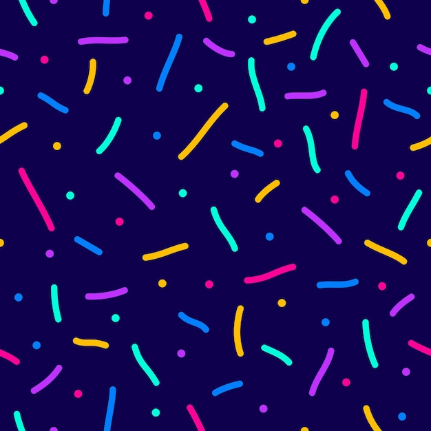 Patrón vectorial sin costuras de confeti fondo de estilo infantil con diferentes formas vectoriales geométricas