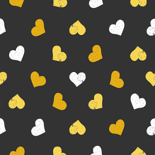 Patrón vectorial sin costuras de corazones amarillos