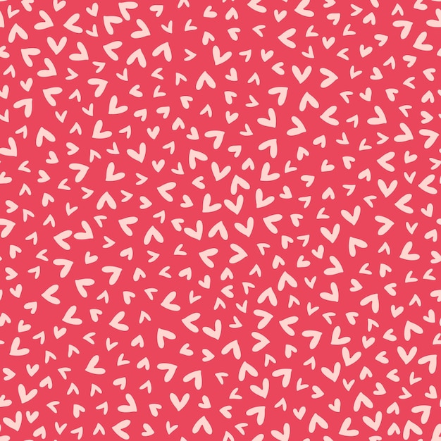 Patrón vectorial sin costuras con corazones sobre fondo rojo Textura repetitiva vectorial con color de relleno rojo y formas de corazón rosa Telón de fondo romántico repetible