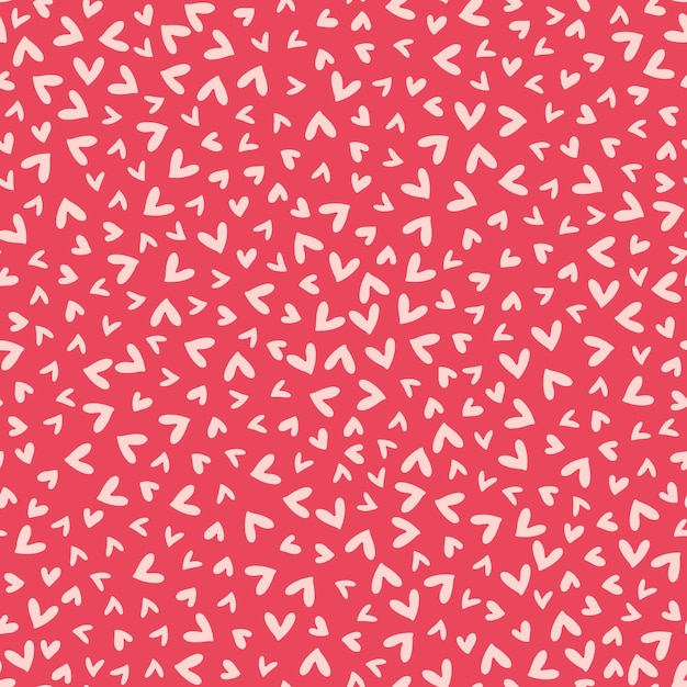 Patrón vectorial sin costuras con corazones sobre fondo rojo textura repetitiva vectorial con color de relleno rojo y formas de corazón rosa telón de fondo romántico repetible