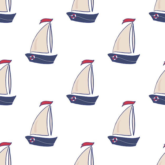 Patrón vectorial sin costuras con embarcaciones colección de telas textiles impresas en el mar