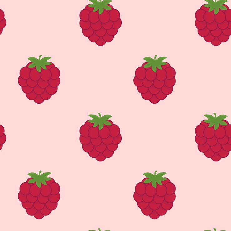 Vector patrón vectorial sin costuras con frambuesas sobre un fondo rosa adecuado para el diseño de papel de envoltura de tela textil y papel tapiz para sitios web ilustración vectorial