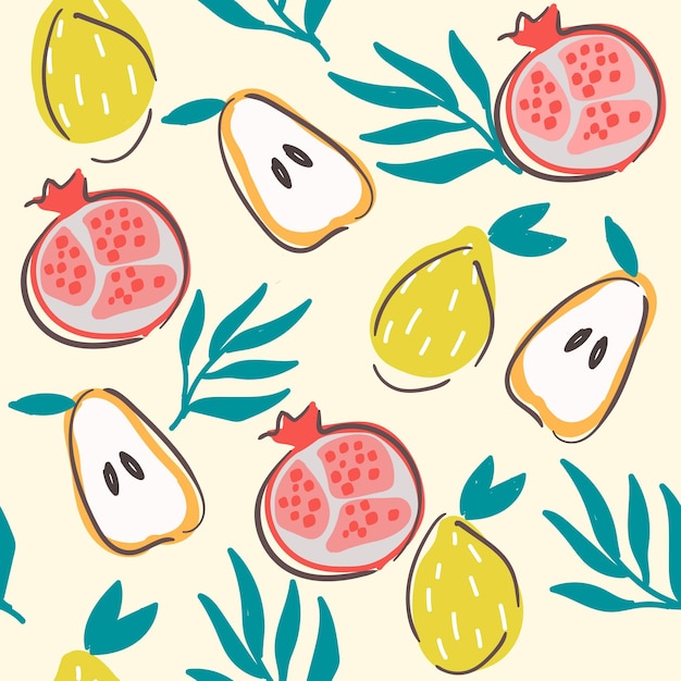 Patrón vectorial sin costuras con frutas