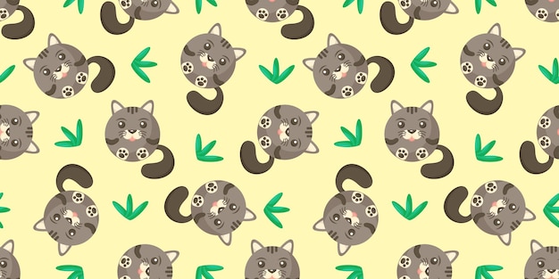 Patrón vectorial sin costuras de gato Gatitos redondos en el fondo Ilustración vectorial