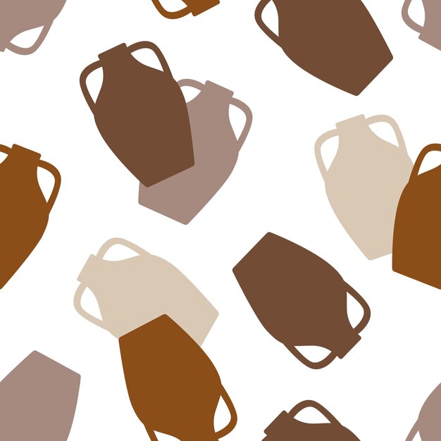 Patrón vectorial sin costuras de jarras de arcilla sobre un fondo blanco Patrón de ánfora griega Ilustración vectorial