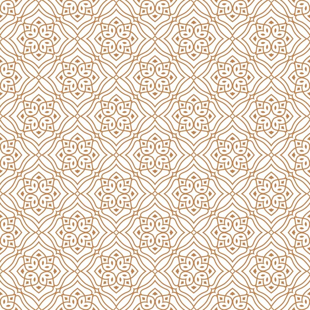 Patrón vectorial sin costuras de lujo dorado árabe islámico cuadrado dorado con ilustración floral