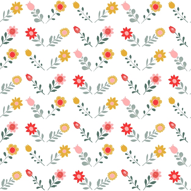 Patrón vectorial sin costuras con motivos de hierbas y flores