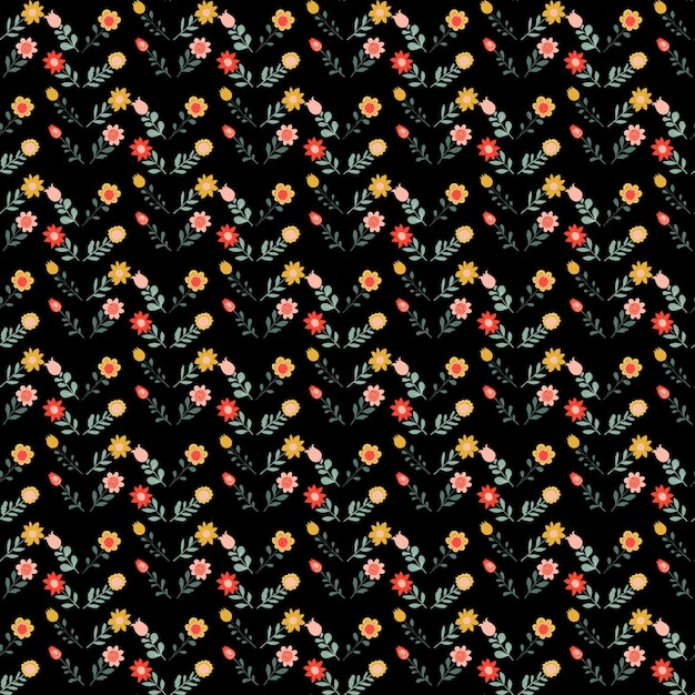 Patrón vectorial sin costuras con motivos de hierbas y flores
