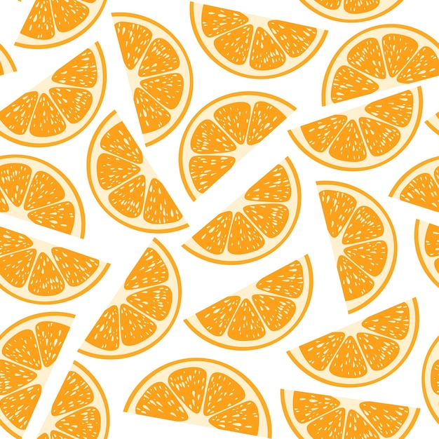 Patrón vectorial sin costuras con naranjas brillantes y jugosas