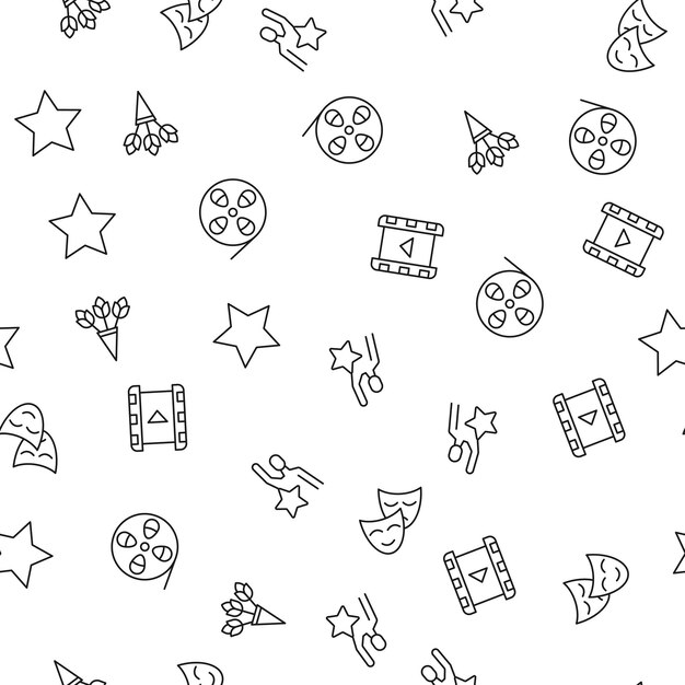 El patrón vectorial sin costuras de la película de actor de ramo de estrellas está hecho de varios elementos