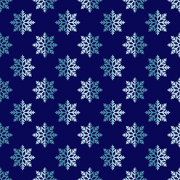 Patrón vectorial sin costuras de pequeños copos de nieve azules sobre fondo azul oscuro para imprimir fondos de pantalla de tela de sitios web textiles Concepto de Navidad y Año Nuevo de invierno
