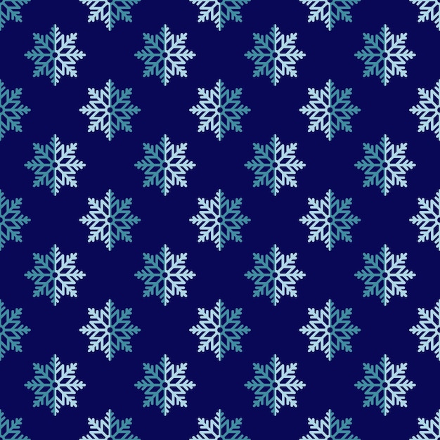 Patrón vectorial sin costuras de pequeños copos de nieve azules sobre fondo azul oscuro para imprimir fondos de pantalla de tela de sitios web textiles Concepto de Navidad y Año Nuevo de invierno