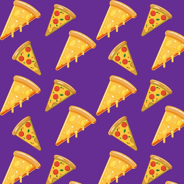 Patrón vectorial sin costuras con rebanadas de pizza de diferentes formas y recortes