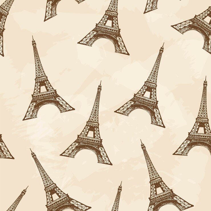 Vector patrón vectorial sin costuras con la torre eiffel dibujada a mano