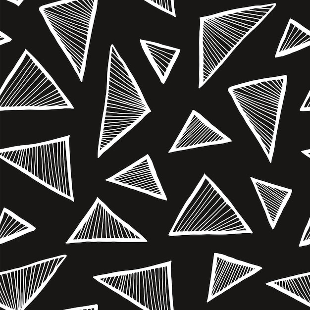 Patrón vectorial sin costuras triangular de fondo simple y garabateado